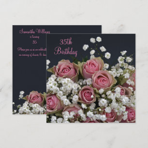 Rose & Gypsophila Bouquet Einladung