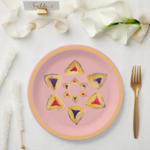 Rosé Hamantaschen Star Paper Plate for Purim
