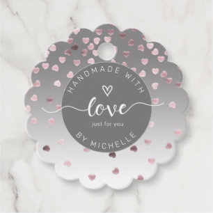 Rose handgefertigt mit Liebe Monogramm Geschenkanhänger