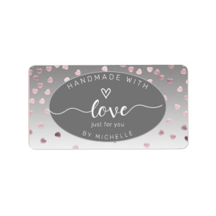 Rose handgefertigt mit Liebe-Monogramm-Quadrat Adressaufkleber