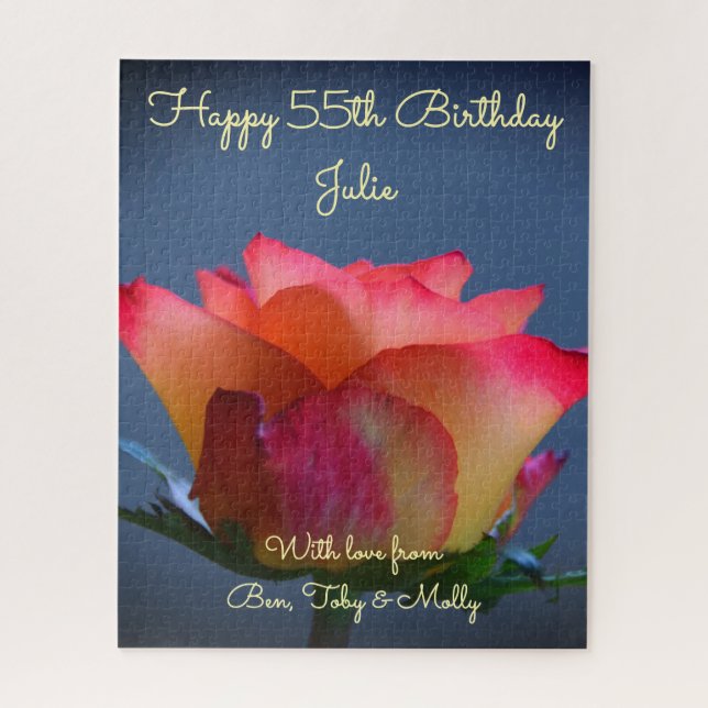 Rose Happy Birthday Personalizable Jigsaw Puzzle (Vertikal)