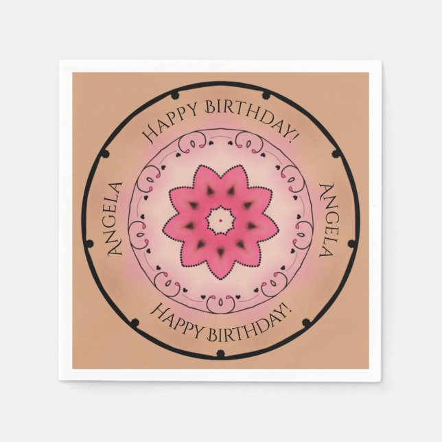 Rose Happy Birthday Serviette (Vorderseite)