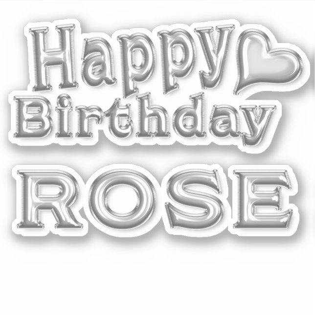 Rose Happy Birthday silver Aufkleber Sticker (Vorderseite)