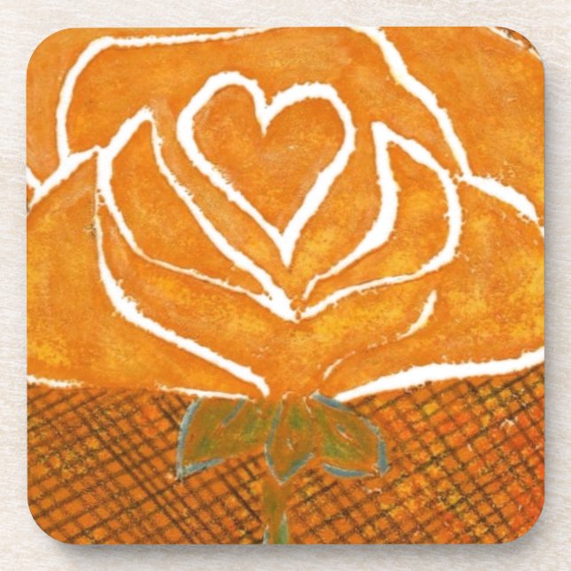 "Rose Heart #3" Set "Floral Untersetzer" Getränkeuntersetzer (Vorderseite)
