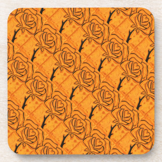 "Rose Heart #5 Tiled Pattern" Blumenmuster Unterse Untersetzer (Vorderseite)