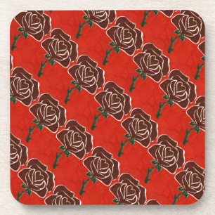 "Rose Heart #7 Tiled Pattern" Blumenmuster Unterse Getränkeuntersetzer