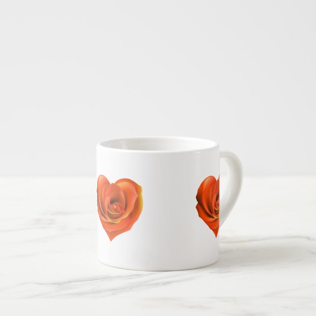 Rose Heart Bright Orange Espressotasse (Vorderseite Rechts)