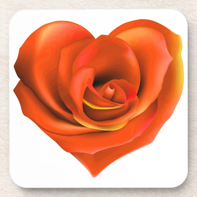 Rose Heart Bright Orange Untersetzer (Vorderseite)