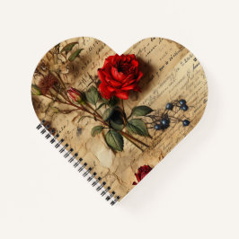 Rose Heart Shaped Notebook Notizbuch