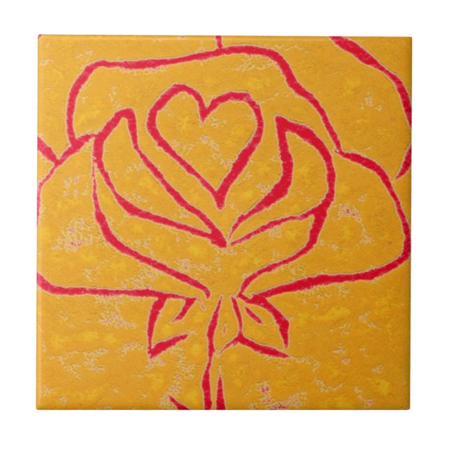"Rose Heart Yellow 2" Küche Garden Keramik Tile Fliese (Vorderseite)