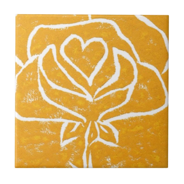 "Rose Heart Yellow" Küche Garten Keramik Tile Fliese (Vorderseite)