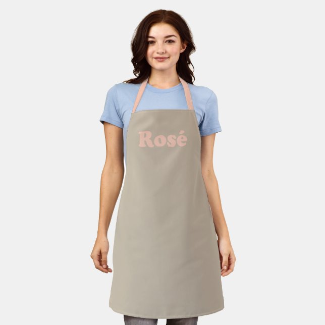 "Rose" hellrosa Buchstaben beige Schürze (Getragen)