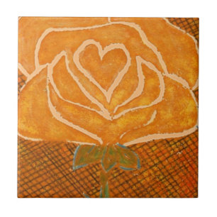 "Rose Herz #3a" Keramik Küchen Garten Tile Fliese