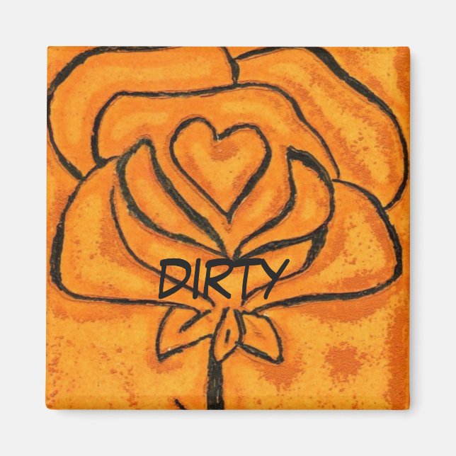 "Rose Herz #5" Geschirrspüler Status Magnet (Vorne)