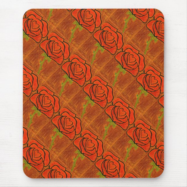 "Rose Herz #6" gepolstertes Muster florales Mousep Mousepad (Vorne)