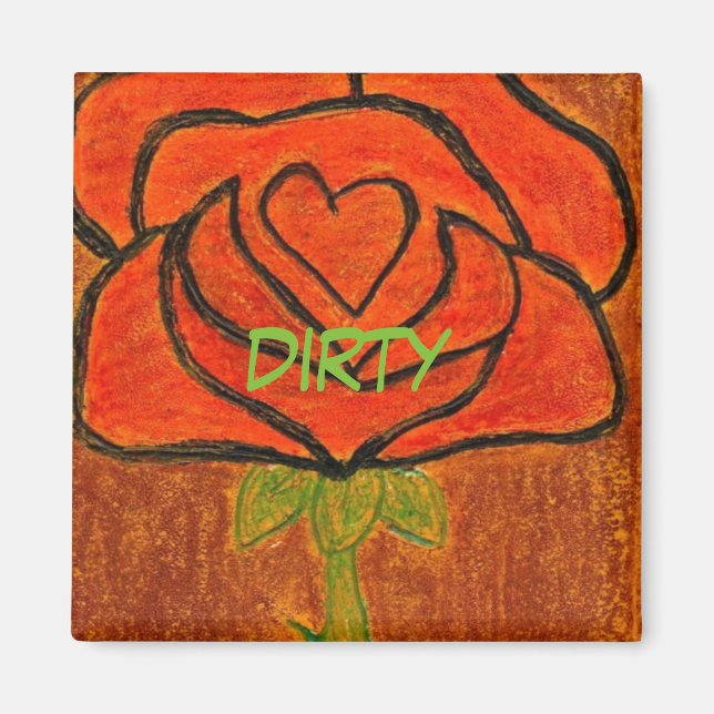 "Rose Herz #6" Geschirrspüler Status Magnet (Vorne)