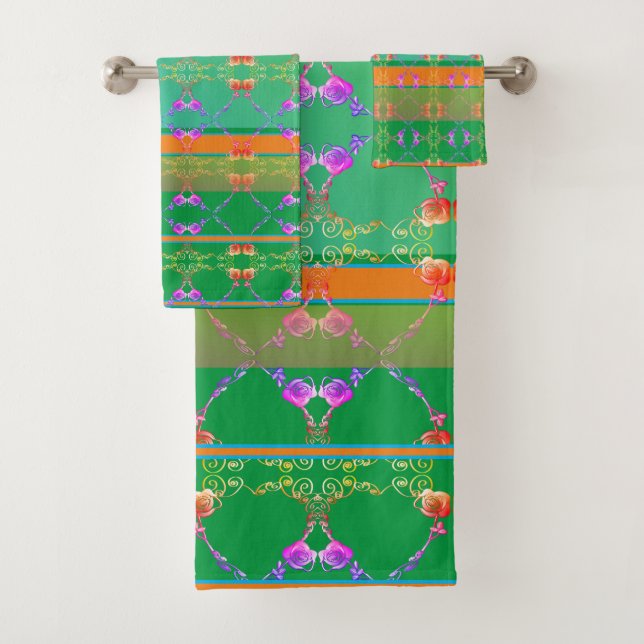 Rose Herz Apricot und Aquamarines Handtuch Badhandtuch Set (Insitu)