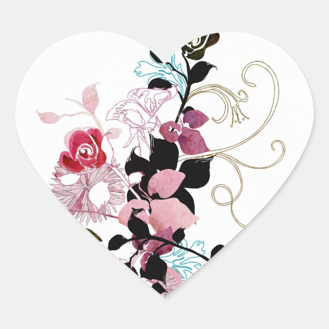 Rose Herz-Aufkleber (Vorderseite)