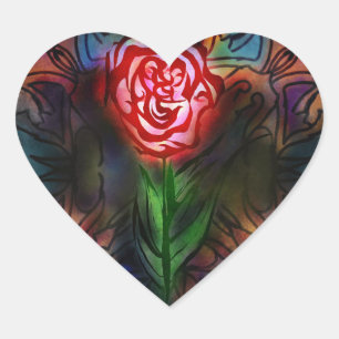 Rose Herz-Aufkleber
