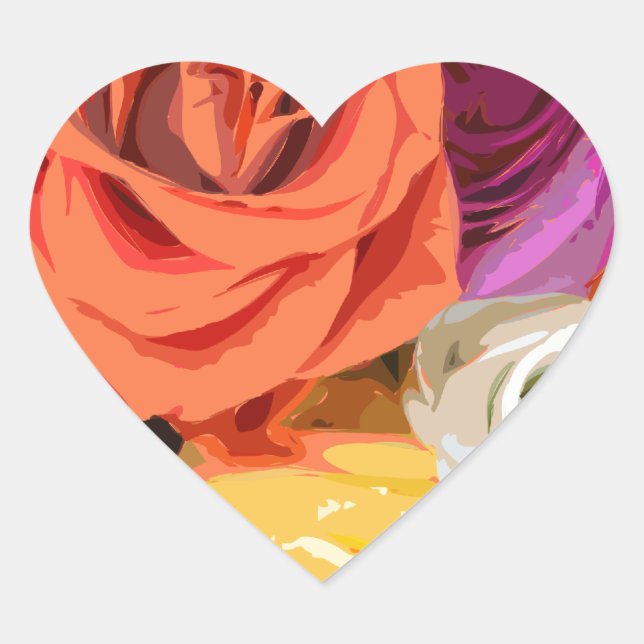 Rose Herz-Aufkleber (Vorderseite)