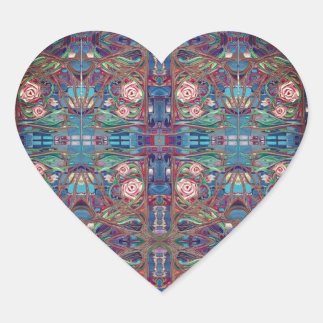 Rose Herz-Aufkleber (Vorderseite)