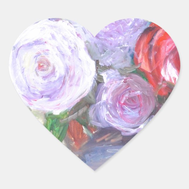 Rose Herz-Aufkleber (Vorderseite)