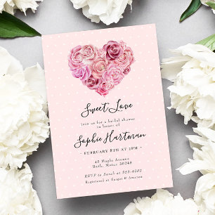 Rose Herz Blumenrosa Brautparty Einladung