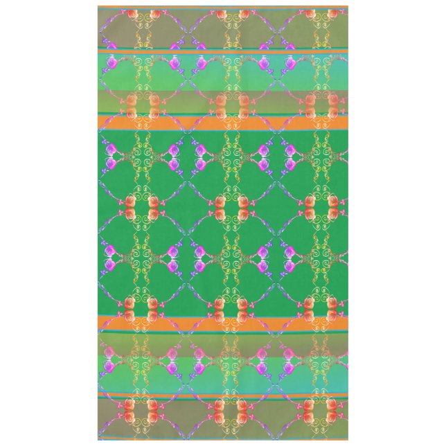 Rose Herz Fabergè-like Apricot & Green Tablecloth Tischdecke (Vorderseite)