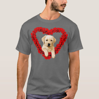 Rose Herz Gelbe Labrador Welpe Valentinstag Niedli T-Shirt