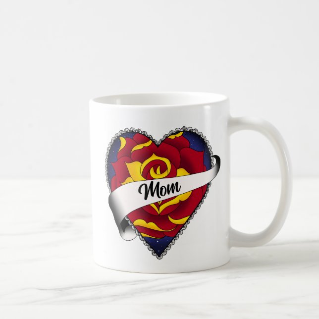 Rose Herz Mama Tattoo Kaffeetasse (Rechts)