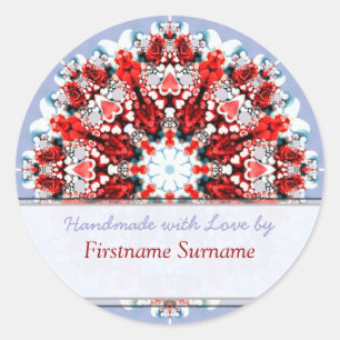 Rose Herz Mandala Etikett / Aufkleber