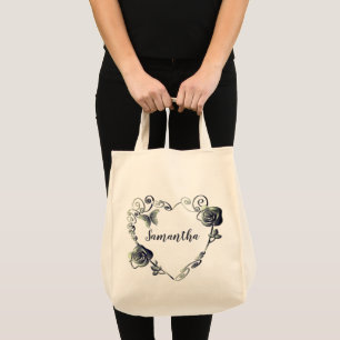Rose Herz mit Name Tote Tasche