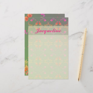 Rose Herz und Pflaumengeschirr Briefpapier