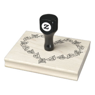 Rose Herzform, Linie Art, 4" x 5" Gummi Briefmarke Gummistempel