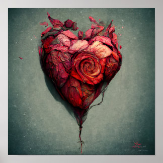 Rose Herzmalerei Poster