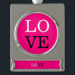 Rose Hintergrund Liebe Hochzeit Banner-Ornament Silber<br><div class="desc">Schlichte Minimalistische moderne Designs. Sie sind alle einfach,  modern,  attraktiv.</div>