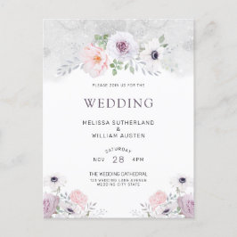 Rose Hochzeit der Aquarellblume Einladungspostkarte