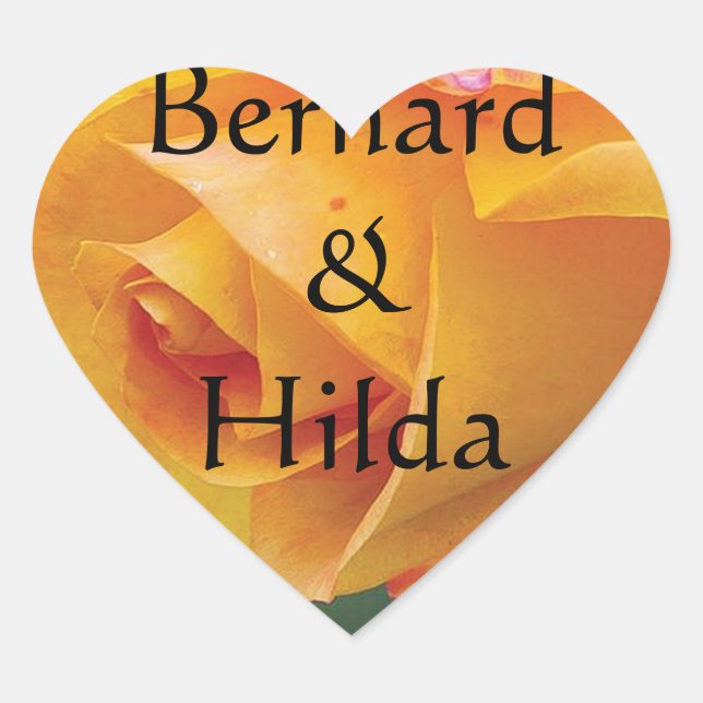 Rose-Hochzeit Herz-Aufkleber (Vorderseite)