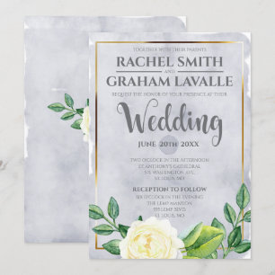 Rose Hochzeit im Weißen Garten Einladung