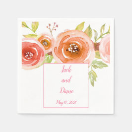 Rose Hochzeit mit Aquarellblumen Serviette