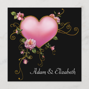 Rose Hochzeit Pink Heart Black Gothic Hochzeit Einladung