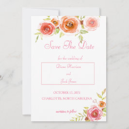 Rose Hochzeit von Aquarellblumen speichern das Dat Einladung