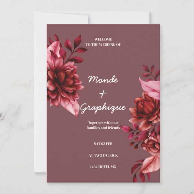 Rose Hochzeiten Kunst Einladung (Vorderseite)