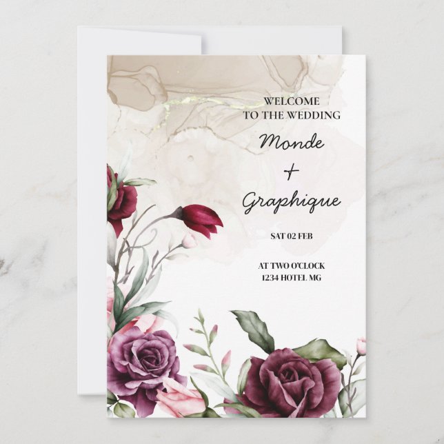 Rose Hochzeiten Kunst Einladung (Vorderseite)