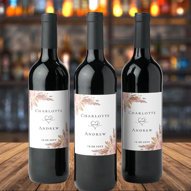 Rose Hochzeitpampas Weinetikett (Von Creator hochgeladen)