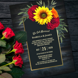 Rose Hochzeitsempfang mit blauem Holz Einladung