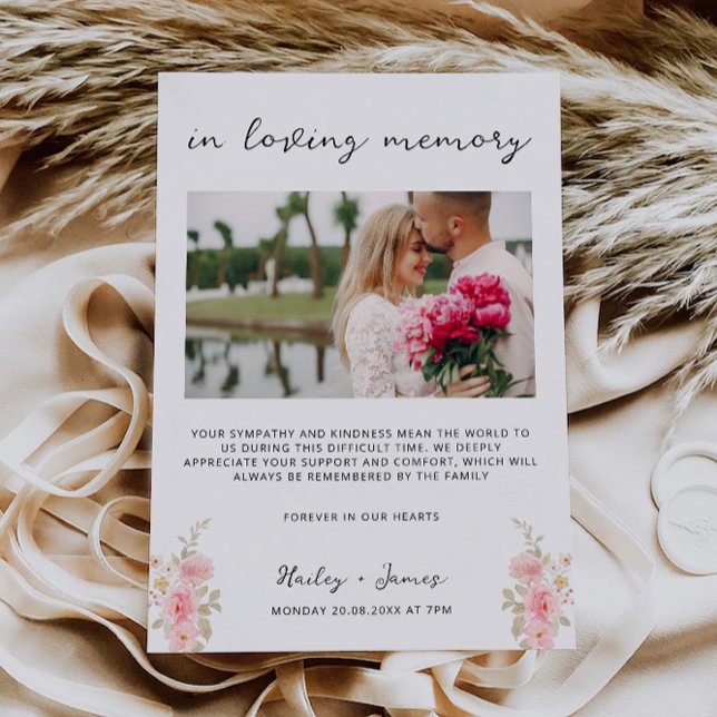 Rose Hochzeitsfeiern in einer Memorysignatur Einladung (Rose Wedding In Loving Memory Sign Template)