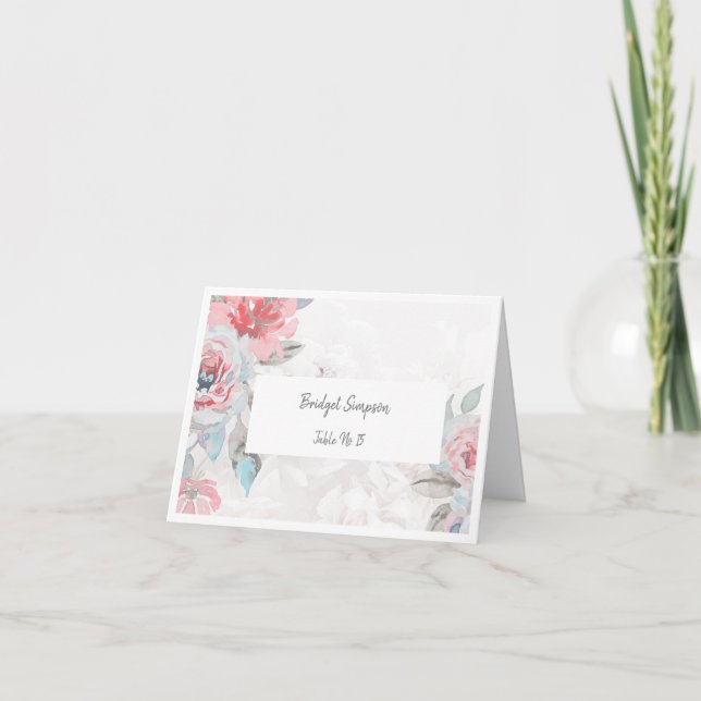 Rose Hochzeitsgartkarte mit weißem Blumenmuster Dankeskarte (Vorderseite)