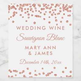 Rose Hochzeitweilig Weinetikett Gold Glitzer Confe