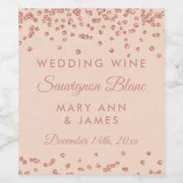 Rose Hochzeitweilig Weinetikett Gold Glitzer Confe